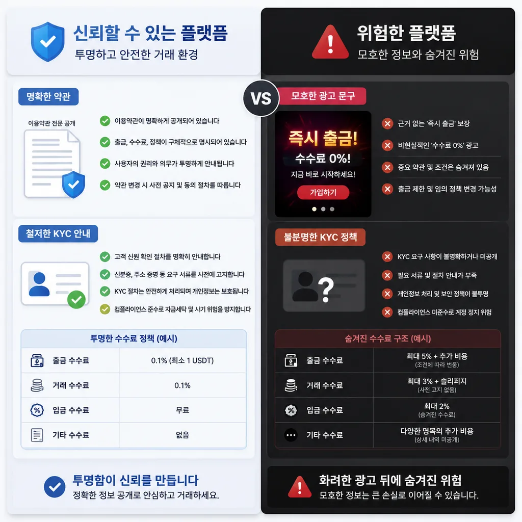 좋은 출금 신호와 위험 신호 비교